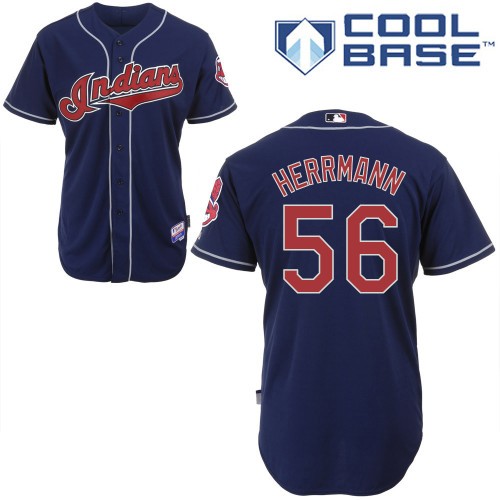80% Discount Cleveland Indians 56 Frank Herrmann Blue Cool Base MLB Jersey Baseball MLB Jerseys